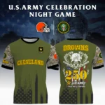 Cleveland Browns x U.S. Army 250th Celebration Night Game 3D T-Shirt Limited 2026 Custom Your Name