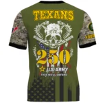 Houston Texans x U.S. Army 250th Celebration Night Game 3D T-Shirt Limited 2026 Custom Your Name