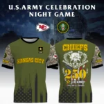 Kansas City Chiefs x U.S. Army 250th Celebration Night Game 3D T-Shirt Limited 2026 Custom Your Name