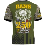 Los Angeles Rams x U.S. Army 250th Celebration Night Game 3D T-Shirt Limited 2026 Custom Your Name