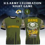 Los Angeles Rams x U.S. Army 250th Celebration Night Game 3D T-Shirt Limited 2026 Custom Your Name