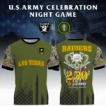 Las Vegas Raiders x U.S. Army 250th Celebration Night Game 3D T-Shirt Limited 2026 Custom Your Name