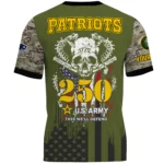 New England Patriots x U.S. Army 250th Celebration Night Game 3D T-Shirt Limited 2026 Custom Your Name