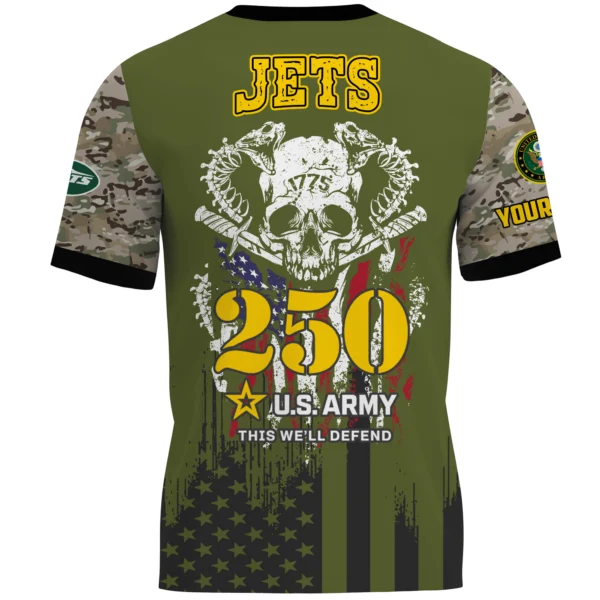 New York Jets x U.S. Army 250th Celebration Night Game 3D T-Shirt Limited 2026 Custom Your Name