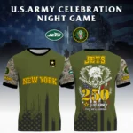 New York Jets x U.S. Army 250th Celebration Night Game 3D T-Shirt Limited 2026 Custom Your Name