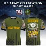 New York Giants xx U.S. Army 250th Celebration Night Game 3D T-Shirt Limited 2026 Custom Your Name