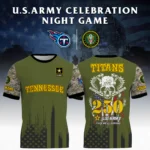 Tennessee Titans U.S. Army 250th Celebration Night Game 3D T-Shirt Limited 2026 Custom Your Name