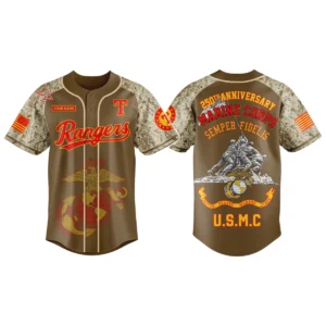 Texas Rangers x US Marine Corps 250th Birthday 3D Baseball Jersey Limited 2026 Custom Your Name