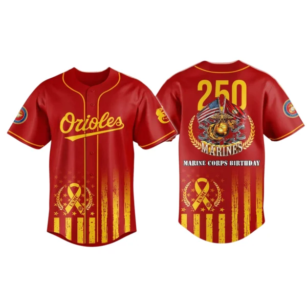 Baltimore Orioles x US Marine Corps 250th Birthday Tribute 3D Baseball Jersey Limited 2026