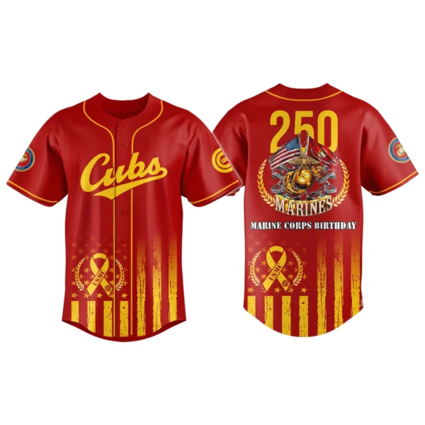 Chicago Cubs x US Marine Corps 250th Birthday Tribute 3D Baseball Jersey Limited 2026
