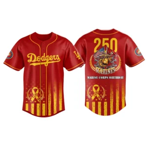 Los Angeles Dodgers x US Marine Corps 250th Birthday Tribute 3D Baseball Jersey Limited 2026