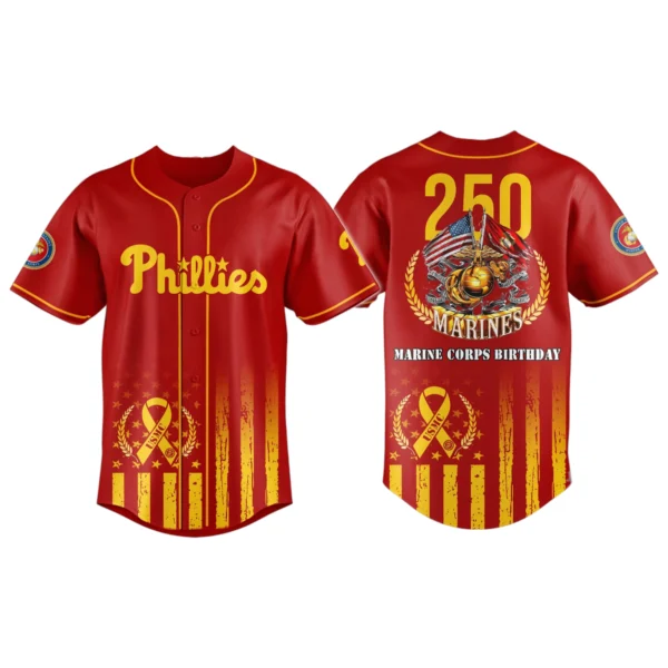 Philadelphia Phillies x US Marine Corps 250th Birthday Tribute 3D Baseball Jersey Limited 2026