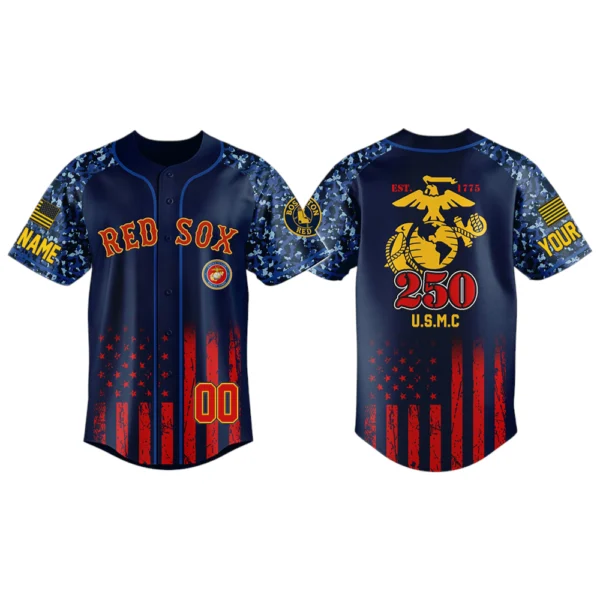 Boston Red Sox x USMC 250th Anniversay 3D Baseball Jersey Limited 2026 Custom Name & Number