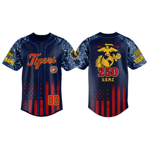 Detroit Tigers x USMC 250th Anniversay 3D Baseball Jersey Limited 2026 Custom Name & Number