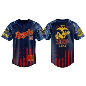 Kansas City Royals x USMC 250th Anniversay 3D Baseball Jersey Limited 2026 Custom Name & Number