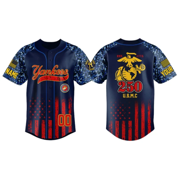 New York Yankees x USMC 250th Anniversay 3D Baseball Jersey Limited 2026 Custom Name & Number