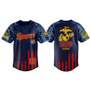 Texas Rangers x USMC 250th Anniversay 3D Baseball Jersey Limited 2026 Custom Name & Number