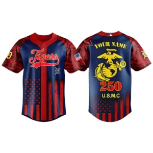 Detroit Tigers x USMC 250th Birthday 3D Baseball Jersey Limited 2026 Custom Your Name
