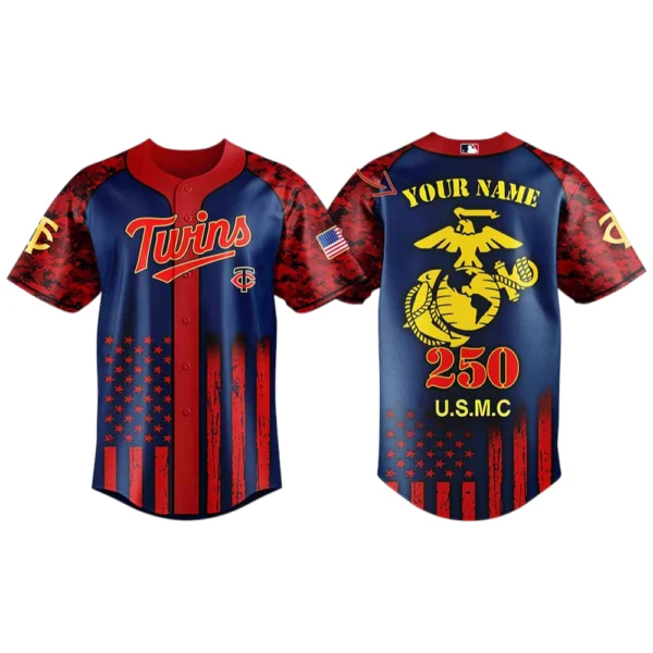 Minnesota Twins x USMC 250th Birthday 3D Baseball Jersey Limited 2026 Custom Your Name