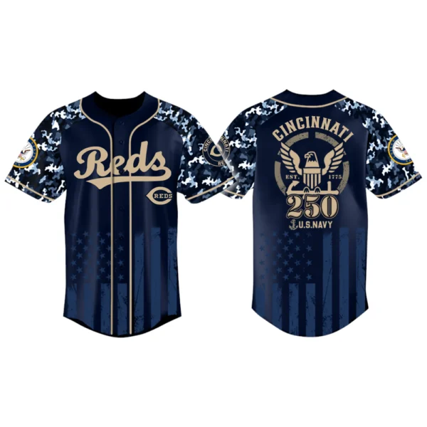 Cincinnati Reds x US Navy 250th Birthday 3D Baseball Jersey Limited 2026