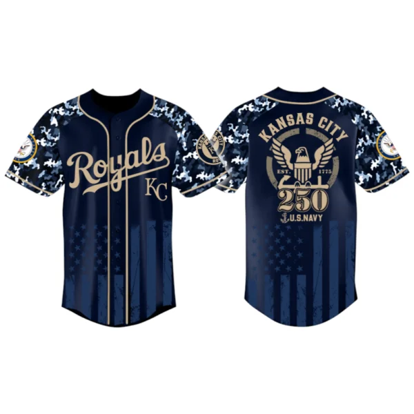 Kansas City Royals x US Navy 250th Birthday 3D Baseball Jersey Limited 2026