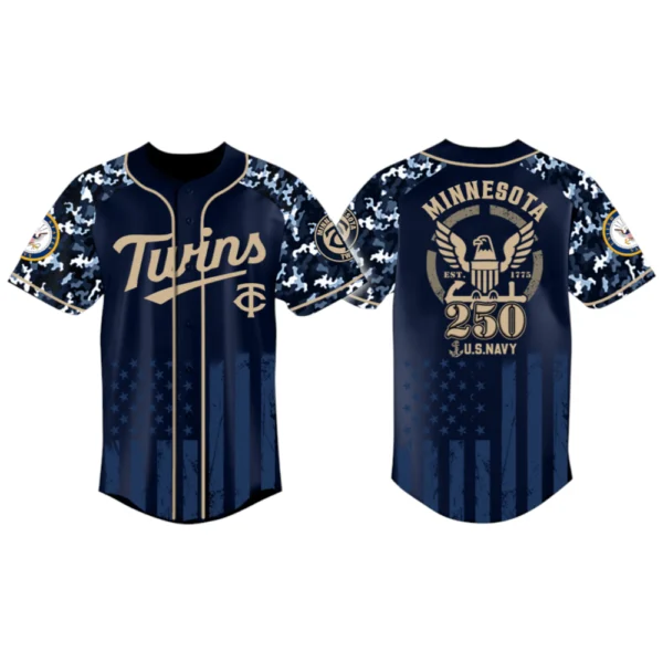 Minnesota Twins x US Navy 250th Birthday 3D Baseball Jersey Limited 2026