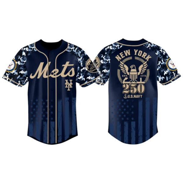 New York Mets x US Navy 250th Birthday 3D Baseball Jersey Limited 2026