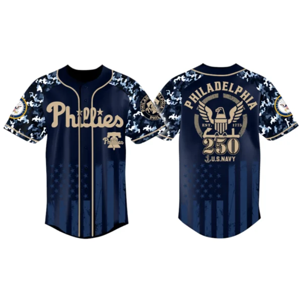 Philadelphia Phillies x US Navy 250th Birthday 3D Baseball Jersey Limited 2026
