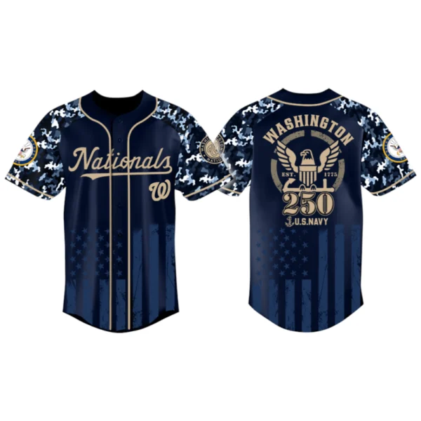 Washington Nationals x US Navy 250th Birthday 3D Baseball Jersey Limited 2026