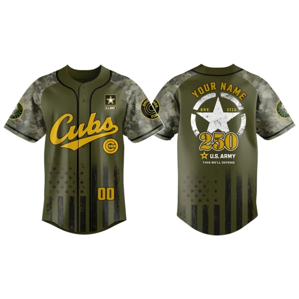 Chicago Cubs x US Army 250th Birthday 3D Baseball Jersey Limited 2026 Custom Name & Number