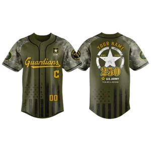 Cleveland Guardians x US Army 250th Birthday 3D Baseball Jersey Limited 2026 Custom Name & Number
