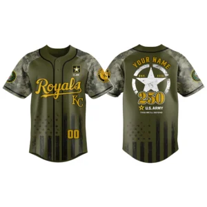 Kansas City Royals x US Army 250th Birthday 3D Baseball Jersey Limited 2026 Custom Name & Number