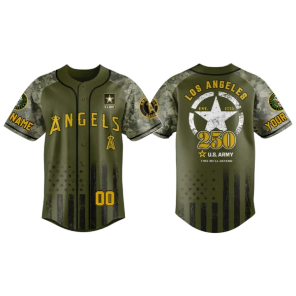 Los Angeles Angels x US Army 250th Birthday 3D Baseball Jersey Limited 2026 Custom Name & Number