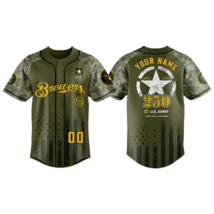 Milwaukee Brewers x US Army 250th Birthday 3D Baseball Jersey Limited 2026 Custom Name & Number