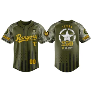 Texas Rangers x US Army 250th Birthday 3D Baseball Jersey Limited 2026 Custom Name & Number