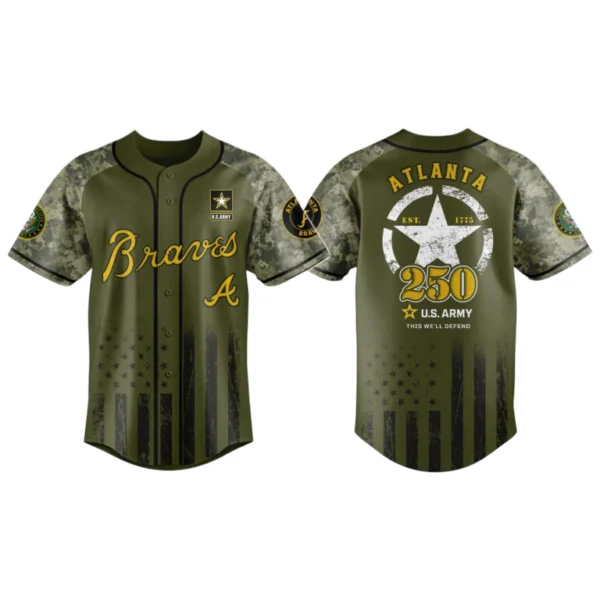 Atlanta Braves x US Army 250th Birthday 3D Baseball Jersey Limited 2026