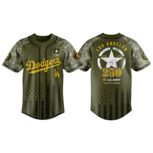 Los Angeles Dodgers x US Army 250th Birthday 3D Baseball Jersey Limited 2026