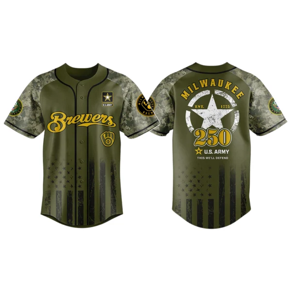 Milwaukee Brewers x US Army 250th Birthday 3D Baseball Jersey Limited 2026