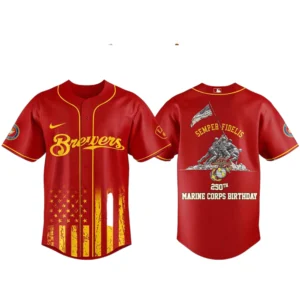 Milwaukee Brewers x Marine Corps 250th Birthday Semper Fidelis 3D Baseball Jersey Limited 2026