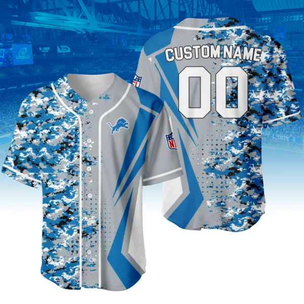 Detroit Lions 3D Baseball Jersey Custom Name & Number