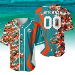 Miami Dolphins 3D Baseball Jersey Custom Name & Number