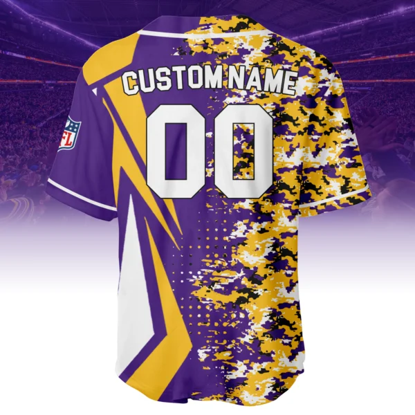 Minnesota Vikings 3D Baseball Jersey Custom Name & Number