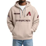 Arizona Diamondbacks Quarter-Zip Waffle Knit Hoodie Custom Your Name