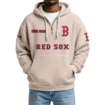 Boston Red Sox Quarter-Zip Waffle Knit Hoodie Custom Your Name