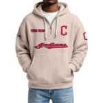 Cleveland Indians Quarter-Zip Waffle Knit Hoodie Custom Your Name