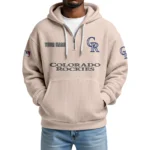 Colorado Rockies Quarter-Zip Waffle Knit Hoodie Custom Your Name