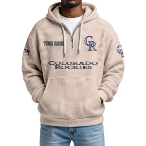Colorado Rockies Quarter-Zip Waffle Knit Hoodie Custom Your Name