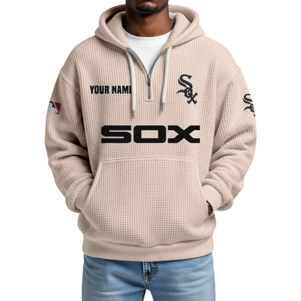 Chicago White Sox Quarter-Zip Waffle Knit Hoodie Custom Your Name