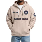 Houston Astros Quarter-Zip Waffle Knit Hoodie Custom Your Name