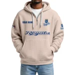 Kansas City Royals Quarter-Zip Waffle Knit Hoodie Custom Your Name